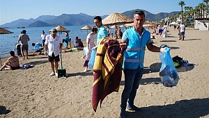 Mavi Bayraklı Halk Plajı'nda çevre temizliği
