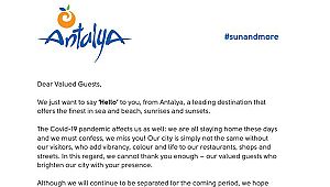 Antalya'dan turistlere mektup