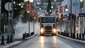 Bodrum'da cadde ve sokaklar dezenfekte edildi