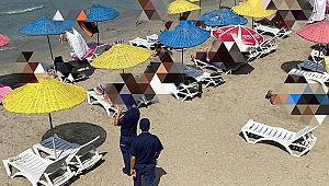 Kuşadası plajlarında maske ve sosyal mesafe denetimi