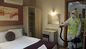 Otel ve pansiyonlar dezenfekte edildi