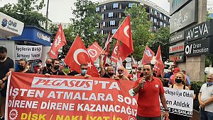 Pegasus çalışanları basın açıklaması yaptı