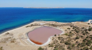 Antik liman, kalpli pembe göle dönüştü