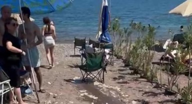 Marmaris'te otel havuzunun suyu halk plajına aktı